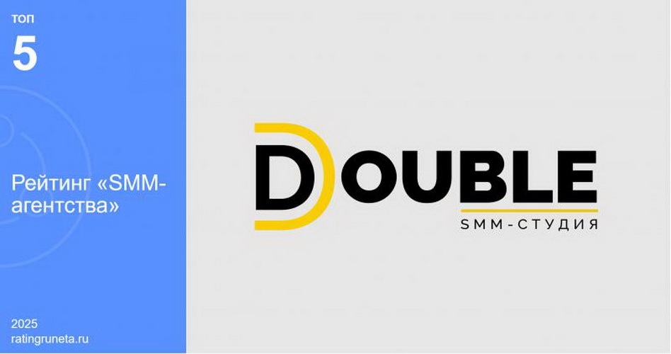 DOUBLE подтвердило лидерство на рынке после попадания в топ-5 лучших SMM-агентств России рейтинга Рунета